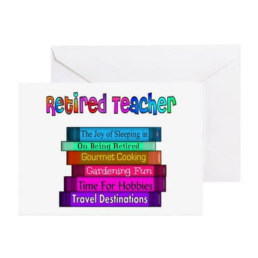 CafePress - Retired Teacher Book Stack 2011 Greeting Cards (Pk - Greeting Cards (Pk of 10) Matte