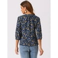 thumbnail image 4 of INSPIRE CHIC Women's Round Neck 3/4 Raglan Sleeve Drawstring Blouse, 4 of 4