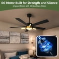 thumbnail image 6 of Uforic 42-inch Modern Black and Gold Ceiling Fan with Lights and Remote Control,5 Blades with Crystal Rod Design, 6 of 9