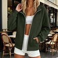 thumbnail image 2 of Xaqiouau Womens Full Zip Sweatshirt Jacket Long Sleeve Stand Collar Zip Up Jacket Casual Lightweight Track Jacket with Pockets Outerwear, 2 of 8