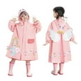 thumbnail image 3 of Gelikeya Toddler Rain Jacket 3-10 Years Kids Boys Girls Rain Ponchos with Hood Cute Cartoon Dinosaur Raincoat (Pink, 7-8 Years), 3 of 6