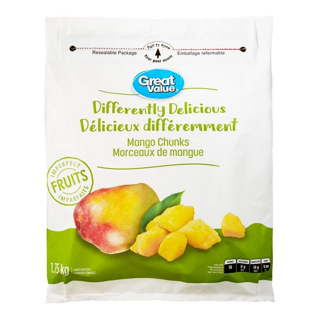 Great Value Differently Delicious Mango Chunks, Imperfect Fruits, 1.75kg