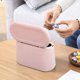 thumbnail image 4 of Pequeño papelera de mesa con tapa de botón para oficina, baño, cocina y dormitorio, almacenamiento de alimentos para mascotas (rosa) Feliz Sencillez, 4 of 4