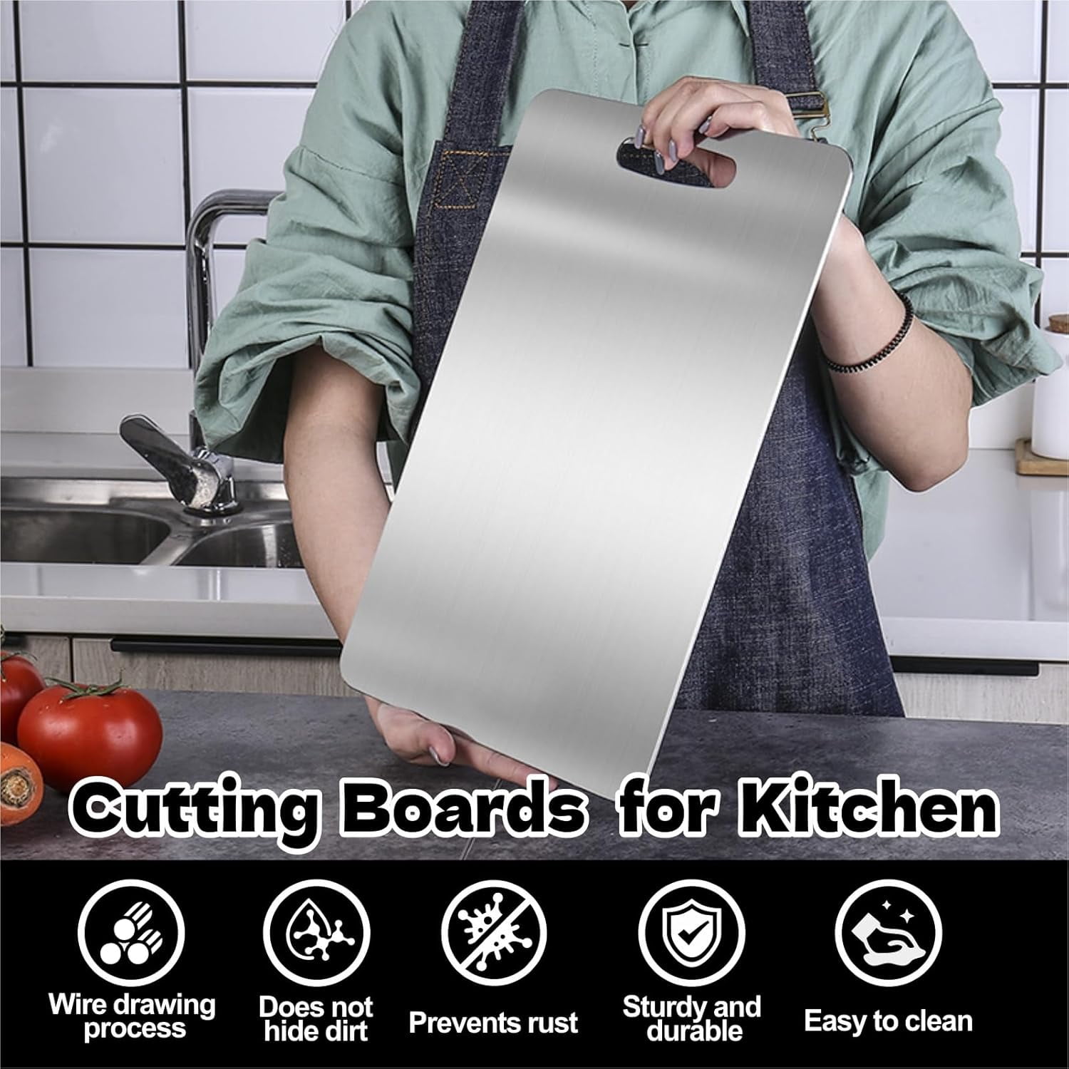 Cutting Board - 100% Pure Yamato Titanium Cutting Boards For Kitchen, Double Sided Titanium Cutting Mat From Japan, Cutting Edge Hygiene & Durability Mat, Gray, XXL