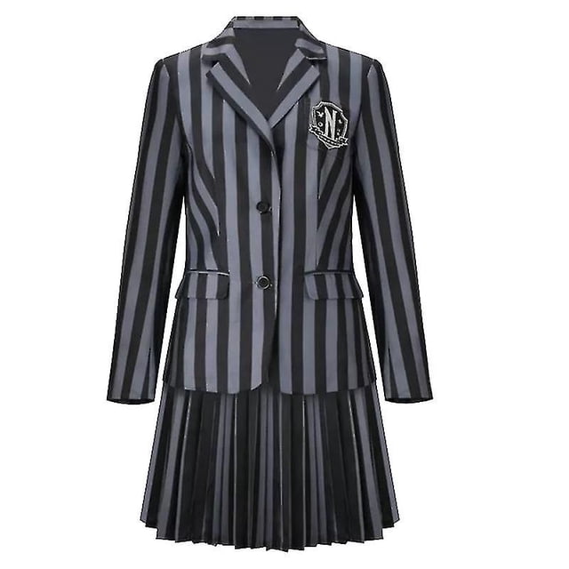 Wednesday Addams Cosplay Costume Set Nevermore Academy School Uniform Halloween Carnival Party Costume For Adults Kids zhangyuxiang LED