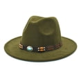thumbnail image 1 of Adults Unisex Retro Western Cowboy Riding Hat Leather Belt Wide Cap Straw Hat, 1 of 2