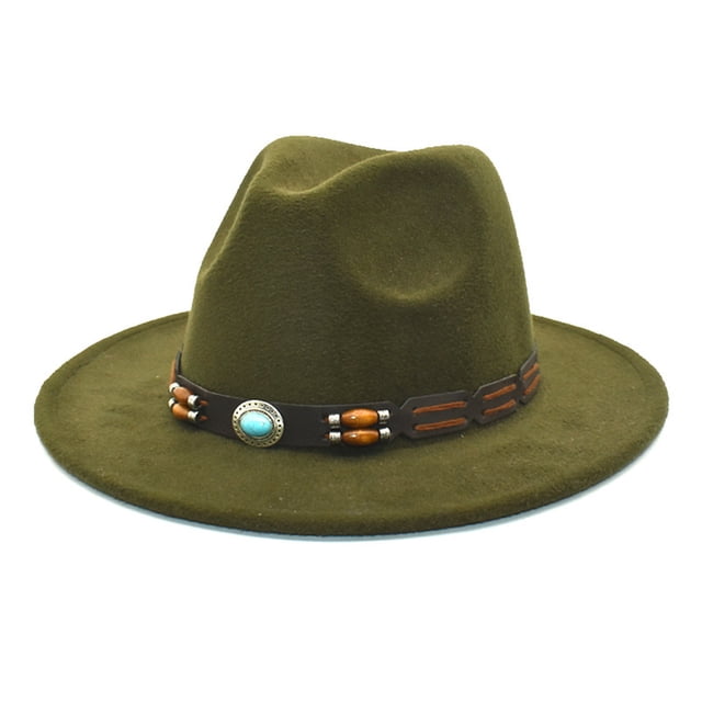 Adults Unisex Retro Western Cowboy Riding Hat Leather Belt Wide Cap Straw Hat
