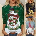 thumbnail image 3 of Camiseta de manga larga con estampado navideño a la moda con estampado de rayas, 3 of 5