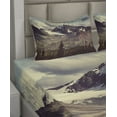 thumbnail image 2 of Ambesonne Mountain Fitted & Top Sheet Set with Shams, Alaska Scenery, Green Black White, 2 of 4