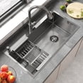 thumbnail image 4 of 28" x 18" Modern Silver Single Bowl Undermount Sink Easy to Clean Stainless Steel Kitchen Essential Accessories Included, 4 of 9