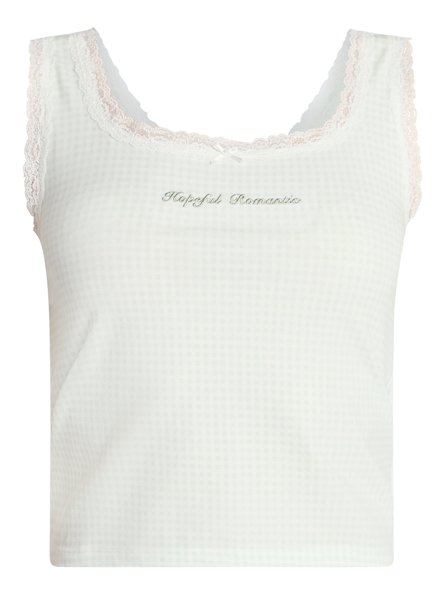 No Boundaries Single Jersey Lace Sleep Tank Top, Women's XXS-3X