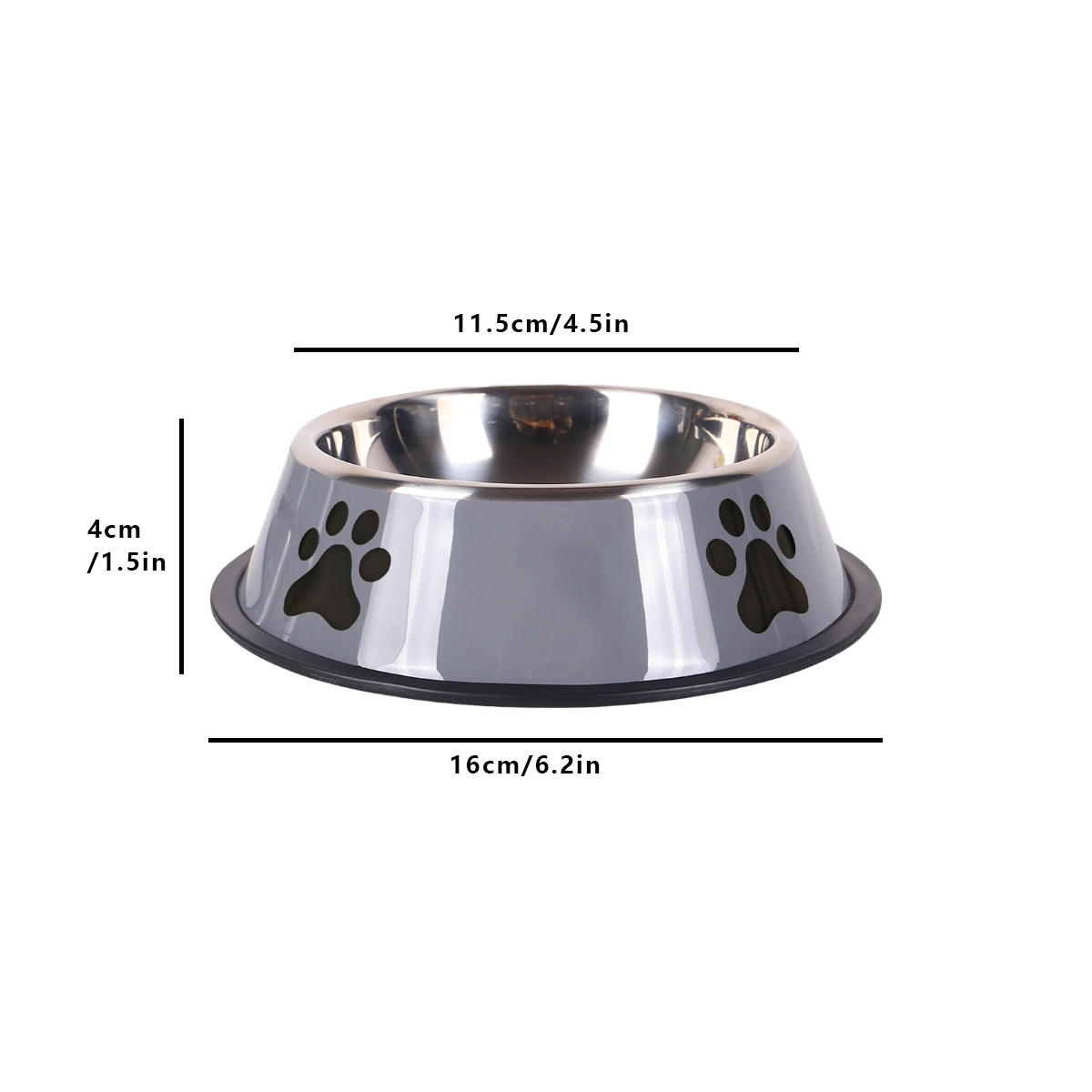 BLRTUN 2-Pack Stainless Steel Dog Bowls Set, Non-Slip Stackable Food & Water Dishes for Pets Gray-7oz(0.9cups)