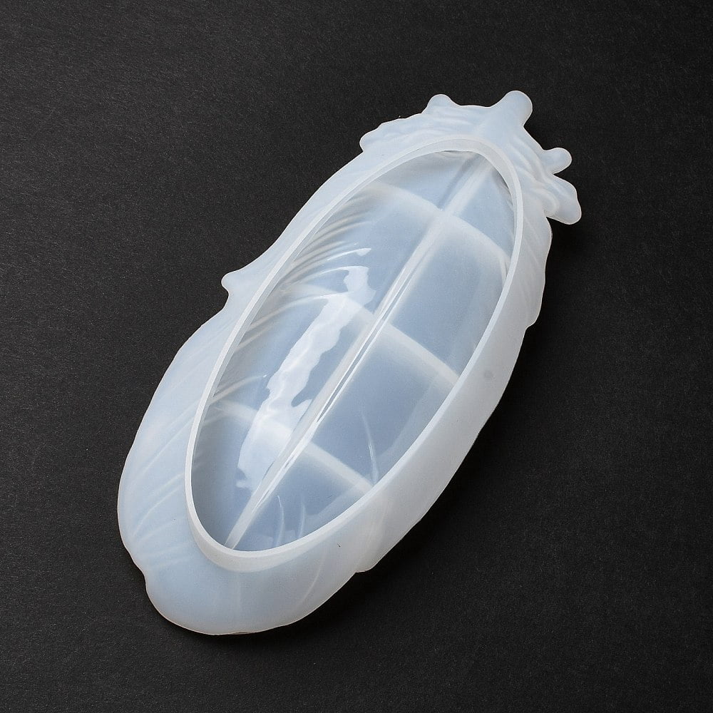2pcs Feather Jewelry Plate Silicone Molds for UV Resin Epoxy Resin Craft Making White 250x110x46mm Inner Diameter: 188x80mm