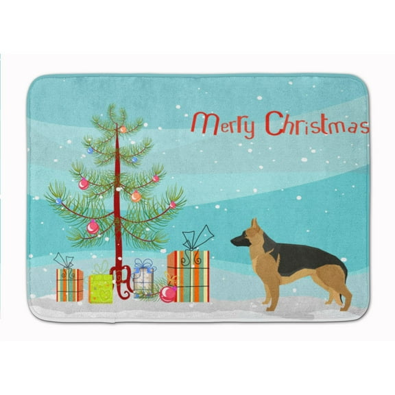 German Shepherd Christmas Tree Machine Washable Memory Foam Mat