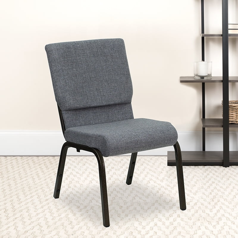 Beige Patterned Fabric/Gold Vein Frame BizChair 18.5 W Stack Church Chair 