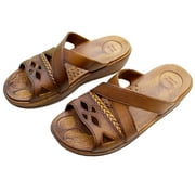Womens Comfort and Stylish Hawaii Sandals Brown Slipper (Size LL)