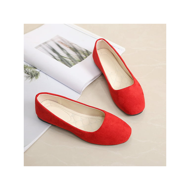 Integral Rubin Blive ved Gomelly Womens Ballet Flats Slip On Flats Casual Shoes Red 7 - Walmart.com