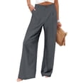 thumbnail image 2 of Women's Elastic Waist Wide Leg Pants - Loose Comfy, with Pockets, 2 of 6