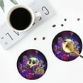 thumbnail image 4 of Pofeuu Mushrooms and Skull Print Coasters for Drinks, 4Pack PU Leather Coasters, Bar Drink Coasters for Tabletop Protection, Furniture from Damage-Round Shape, 4 of 6