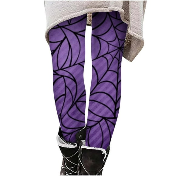 Pisexur Women's Halloween Leggings Feeling Halloween Coustom Pumpkin Bat Spider Printed Leggings Workout Running Yoga Legging High Waist Slim Workout Long Pants