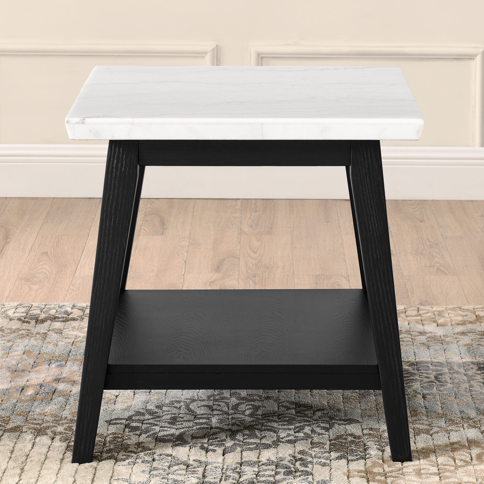 Steve Silver Vida Modern Genuine Marble Top 24" Square End Table, White