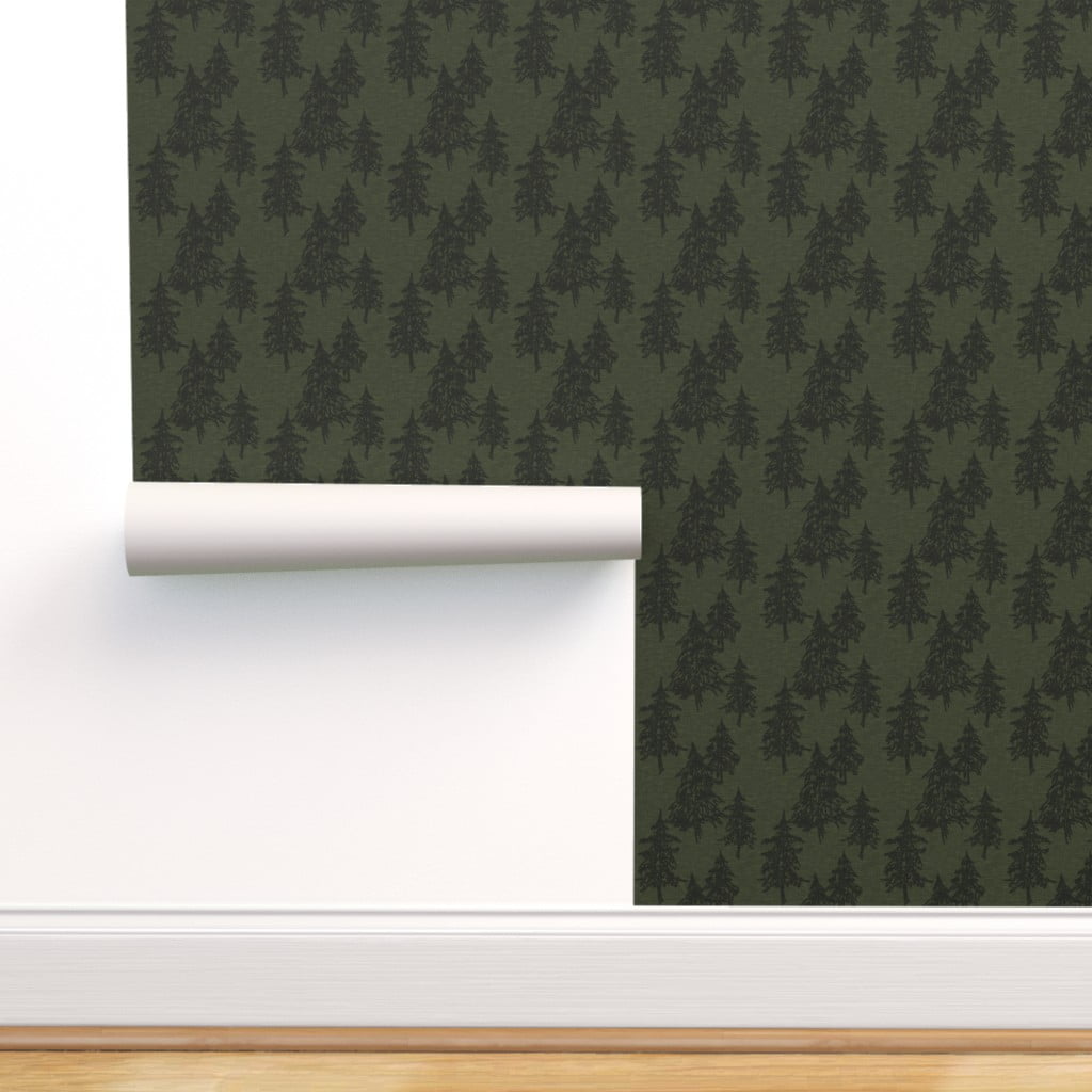 PeelandStick Removable Wallpaper Hunter Green Dark Forest Trees