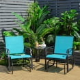 thumbnail image 1 of Costway Double Swing Glider Chair Rocker Glass Table Umbrella Hole Turquoise, 1 of 8