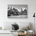 thumbnail image 2 of PixonSign Canvas Print Wall Art Mountain Peaks Near The Lake Nature Wilderness Photography Realism Rustic Landscape Dramatic Grey Dark Black and White for Living Room, Bedroom, Office - 16"x24", 2 of 5