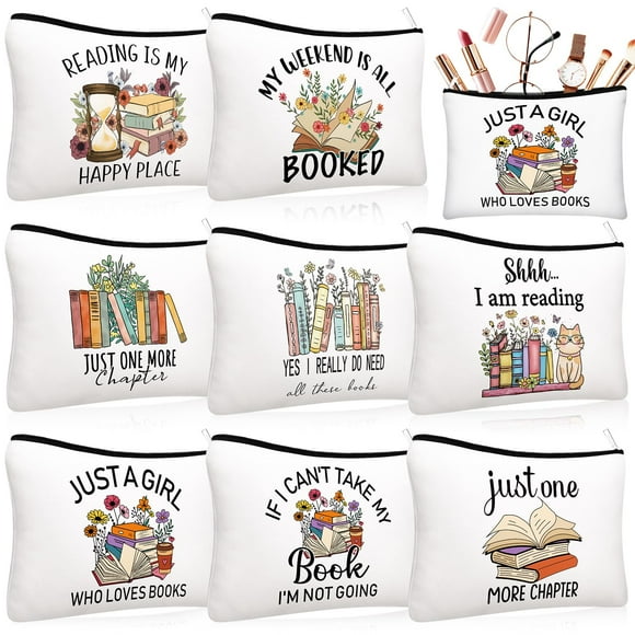 Set de 8 bolsas de maquillaje Cosblank Book Club Gifts para mujer