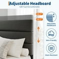 thumbnail image 4 of KOKEBREN King Size Platform Bed Frame with Adjustable Headboard - Linen Fabric Upholstered, Wooden Slats Support, Mattress Foundation, No Box Spring Needed, Grey, 4 of 7