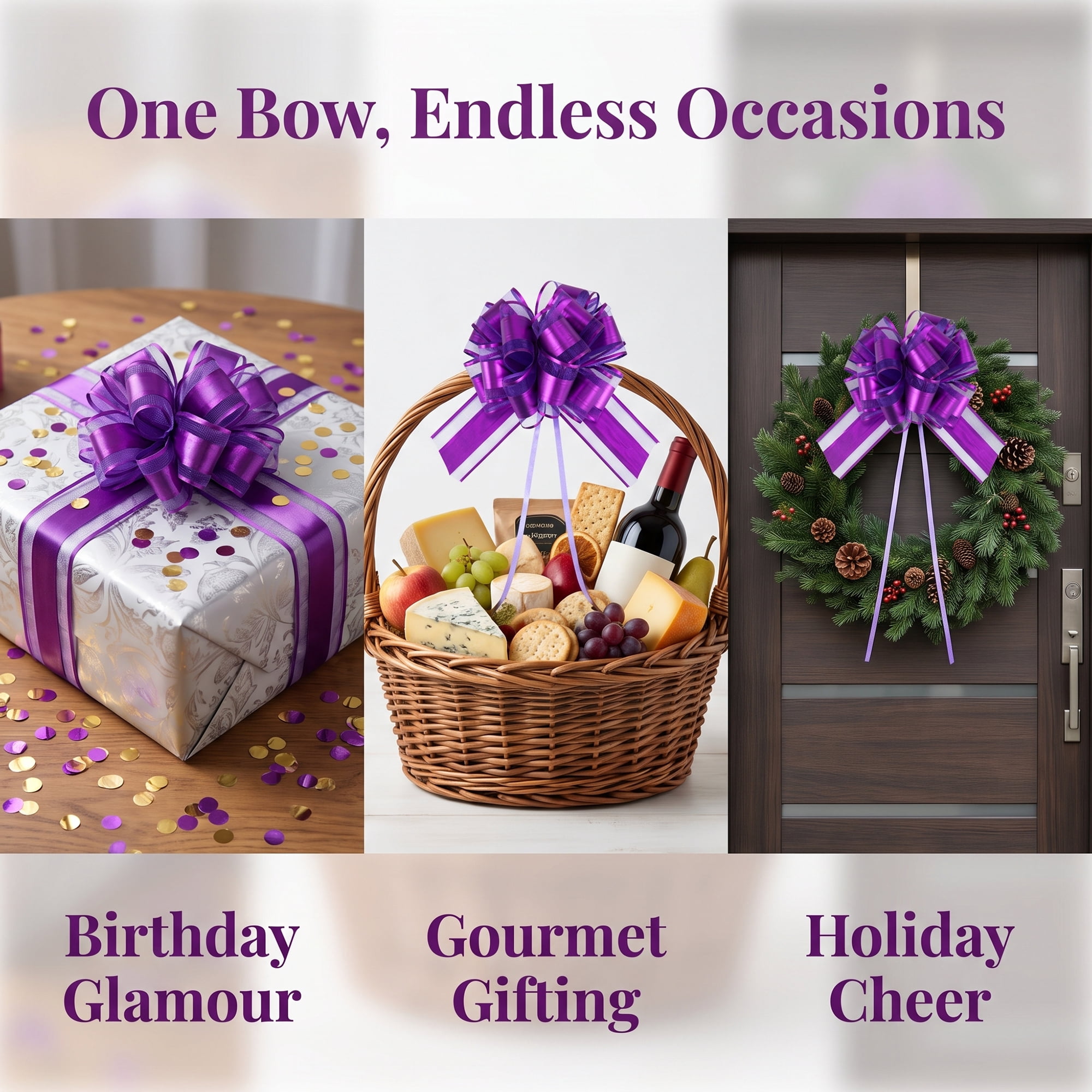 Unique Bargains Elegant Multi-Layered Star Bows for Gift Wrapping and Decoration Purple
