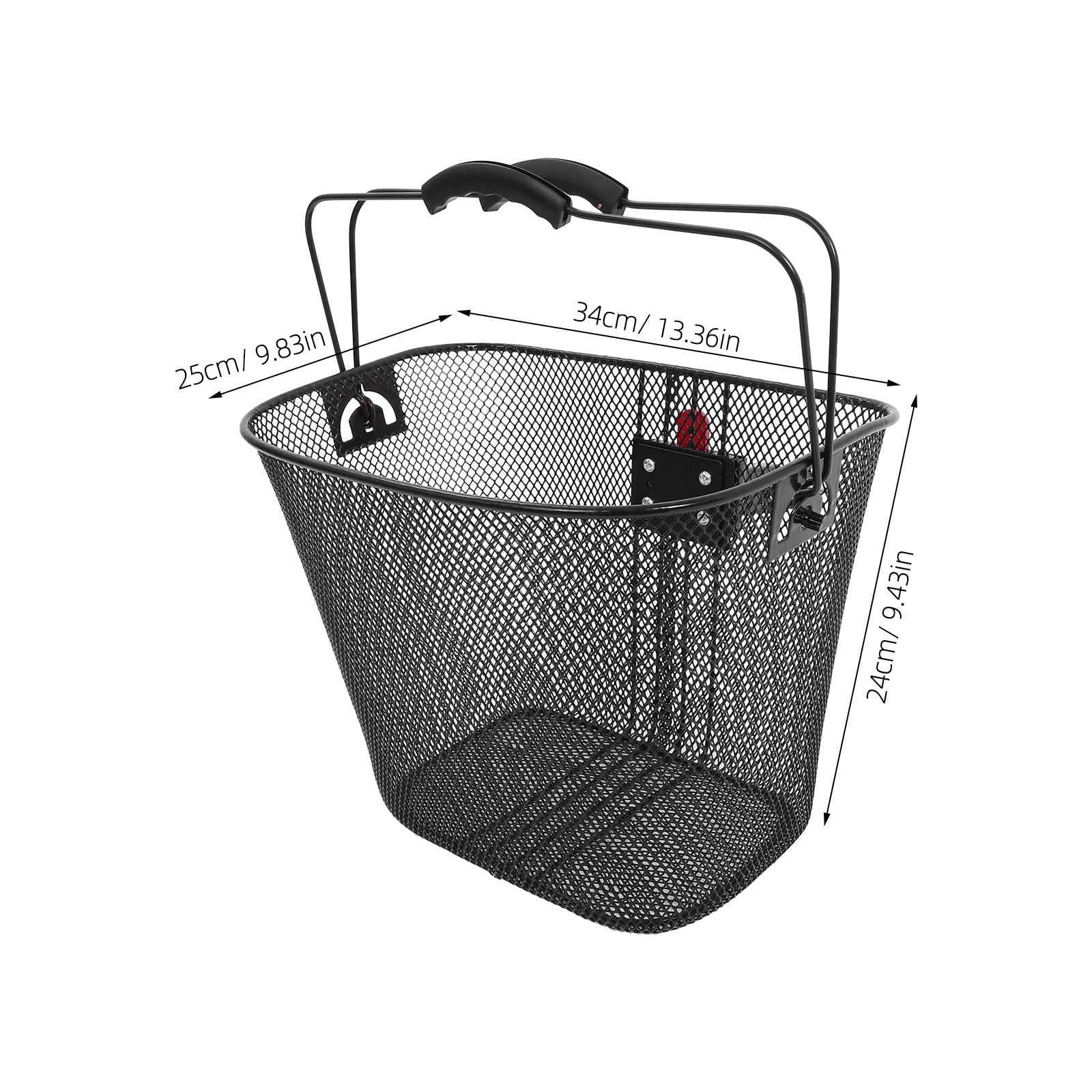 PBPBOX Black Metal Bicycle Basket Front Handlebar Detachable Bike Basket for Outdoor Use and Decoration