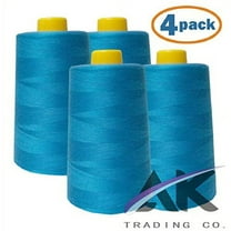 AK Trading 4-Pack Turquoise All Purpose Sewing Thread Cones (6000 Yards Each) of High Tensile Polyester Thread Spools for Sewing, Quilting, Serger Machines, Overlock, Merrow & Hand Embroidery.