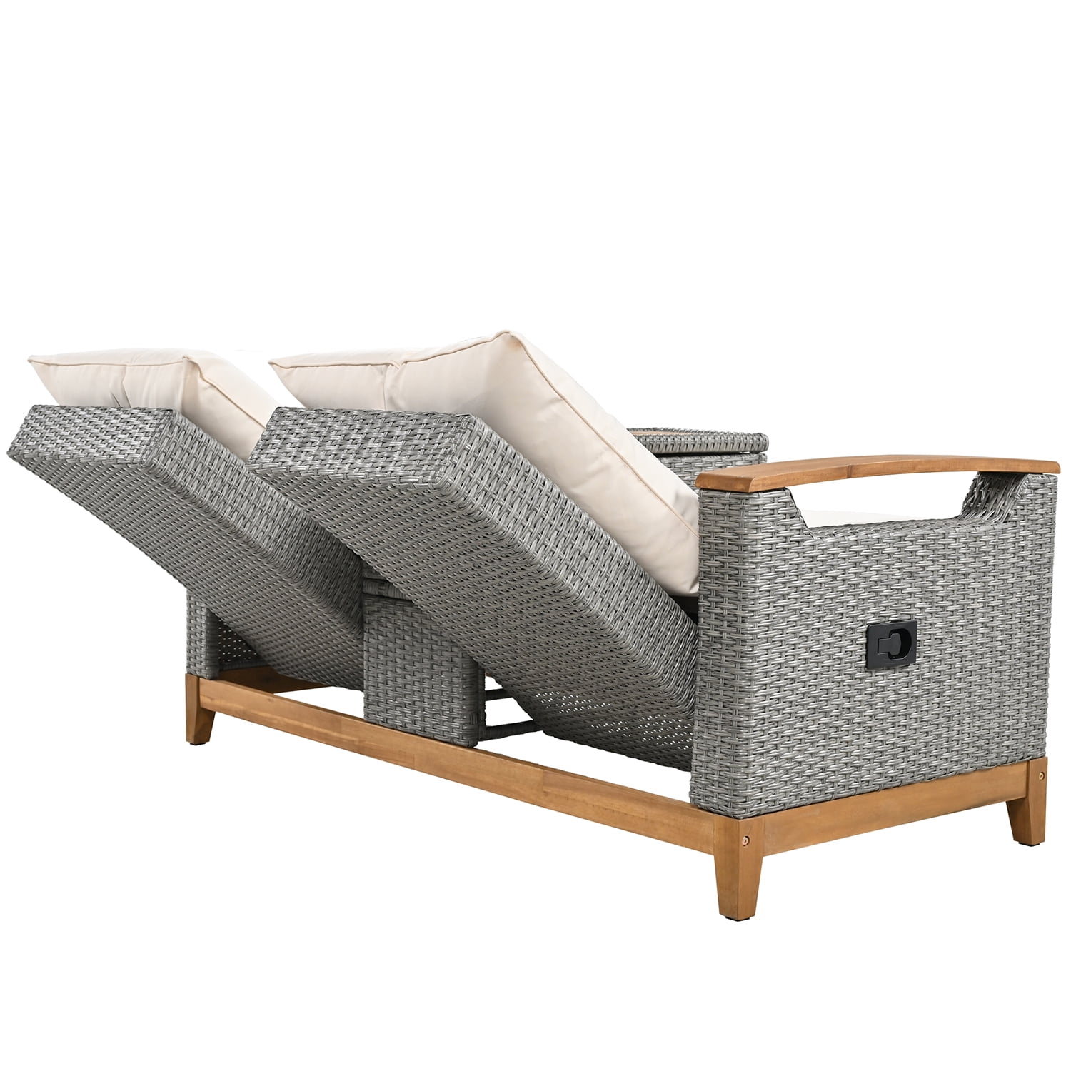 Kadyn Outdoor Comfort Adjustable Loveseat, Armrest with Storage Space, Loveseat Sofa Chairs for Courtyards, Beige Kadyn Outdoor Comfort Adjustable Loveseat, Armrest with Storage Space, Loveseat Sofa Chairs for Courtyards, Beige
