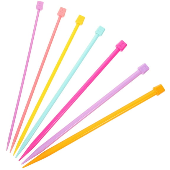 TABLZONE 14Pcs Plastic Knitting Needle Set Straight Yarn Needles with Smooth Edges for Easy Knitting