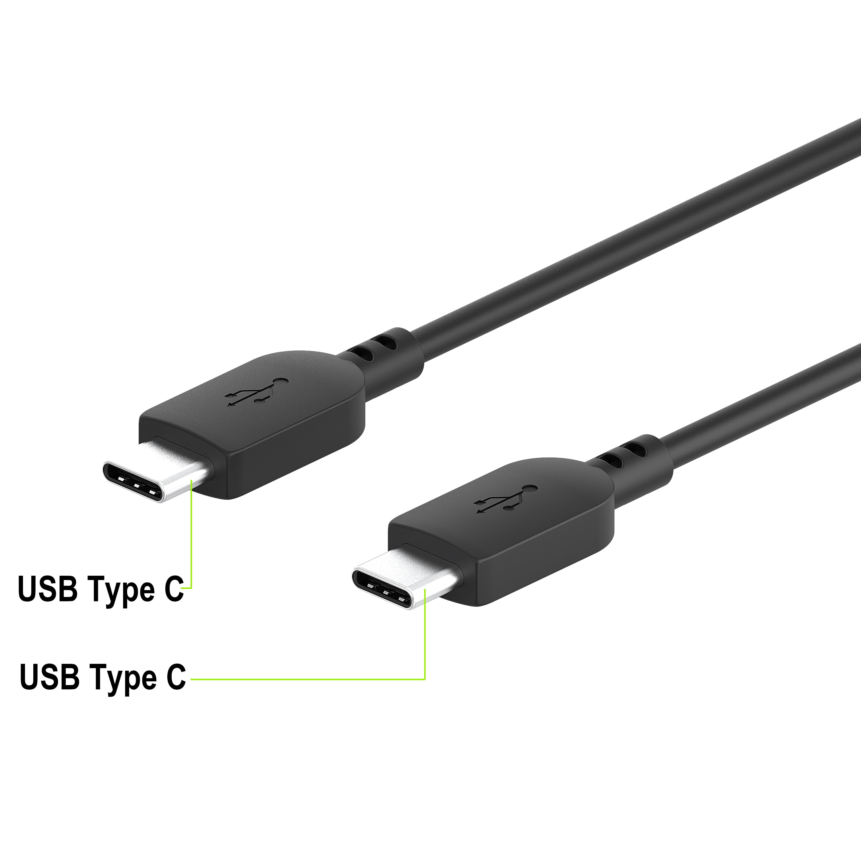 onn. 3' USB-C  to C Charging and Data Cable for iPhone 15, Samsung Galaxy, Black, Single Pack