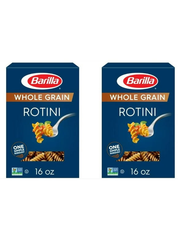 Barilla Whole Grain Rotini Pasta, 16 oz, Pack of 2 Bundled with V2U Utensil Set