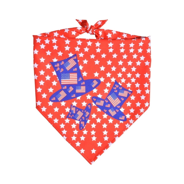 July Bandanas Memorial Independence Day Scarf Washable Triangle Bibs Patriotic Adjustable Kerchief For Cats And Dogs Pet Collars