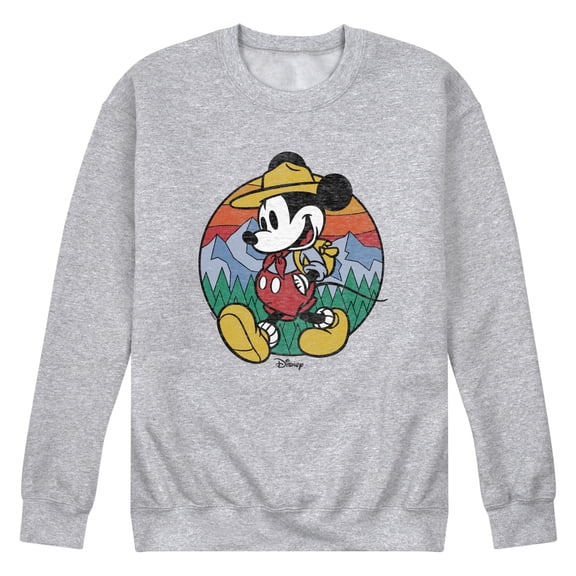 Disney - Mickey & Friends - Mickey is Happy Camping & Hiking - Men's Crew Neck Fleece Pullover