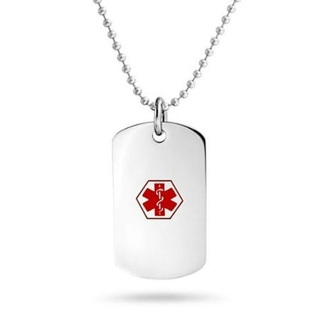 American Medical Id Jewelry - Bling Jewelry Stainless Steel Diabetic Medical Alert ID Dog Tag Necklace 19in