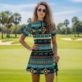 thumbnail image 3 of Chririnla Tribal Indian Aztec Stripe Print Women's Tennis Dress with Built in Shorts Zip Collared Workout Golf Dresses for Women Summer Short Sleeve Active Sportswear Golf Outfits, 3 of 7