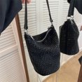 thumbnail image 3 of Bolso Bolso bandolera de hombro con diamantes de imitación a la moda, diseño de diamantes, bolsos de cubo de cuero PU, 3 of 6