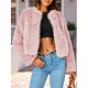 thumbnail image 4 of Abrigos de Invierno para Mujer, Chaqueta Corta de Forro , de Piel Sintética, Larga, Bolsillos, Abrigos Peludos y Cálidos, Ropa de Otoño. Rosa M, 4 of 10