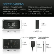 AC Infinity CONTROLLER 2, Fan Thermostat and Speed Controller, controls AIRPLATE, MULTIFAN, USB fans and devices, for AV Cabinet Cooling
