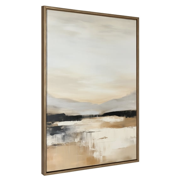 Kate and Laurel Sylvie Peaceful Landscape III Framed Canvas Wall Art by Amy Lighthall, 31.5x41.5 Gold, Modern Abstract Landscape Art for Wall