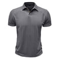 thumbnail image 4 of Mens Textured Jacquard Polo Shirt Super Stretch Short Sleeve Polo Shirts for Men Dark Gray, 4 of 6