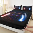 thumbnail image 3 of Manfei Gaming Twin Sheet Sets,Teen Video Game Twin Fitted Sheet,Red Blue Ombre Flat Sheet For Boys Girls,Super Cozy Bedroom Decoration,3-Piece, 3 of 7