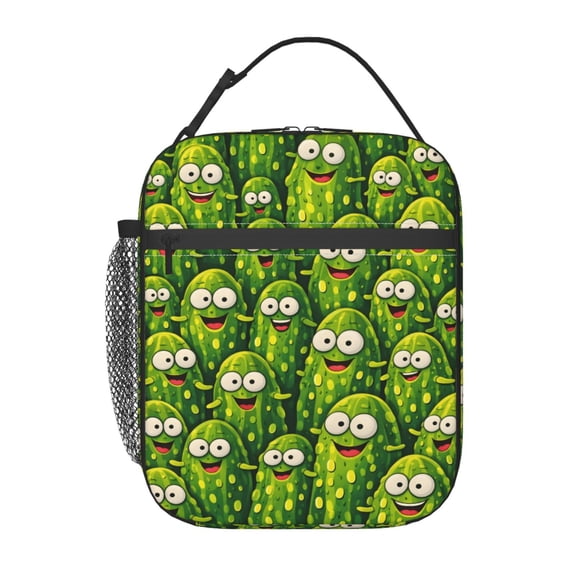 Cute Kawaii Pickle Lunch Bag Reusable Thermal Lunch Tote with Handle for Women and Men