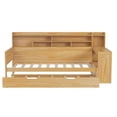 thumbnail image 6 of Harper & Bright Designs Twin Size Corner Bed Frame with Trundle, Daybed with Storage Shelves, Wooden L Shaped Beds with Study Desk, Natural, 6 of 11