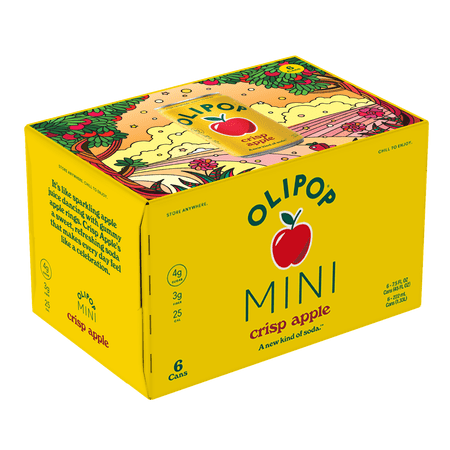 Olipop Minis Prebiotic Soda, Crisp Apple, 6 Pack, 7.5 fl oz Cans